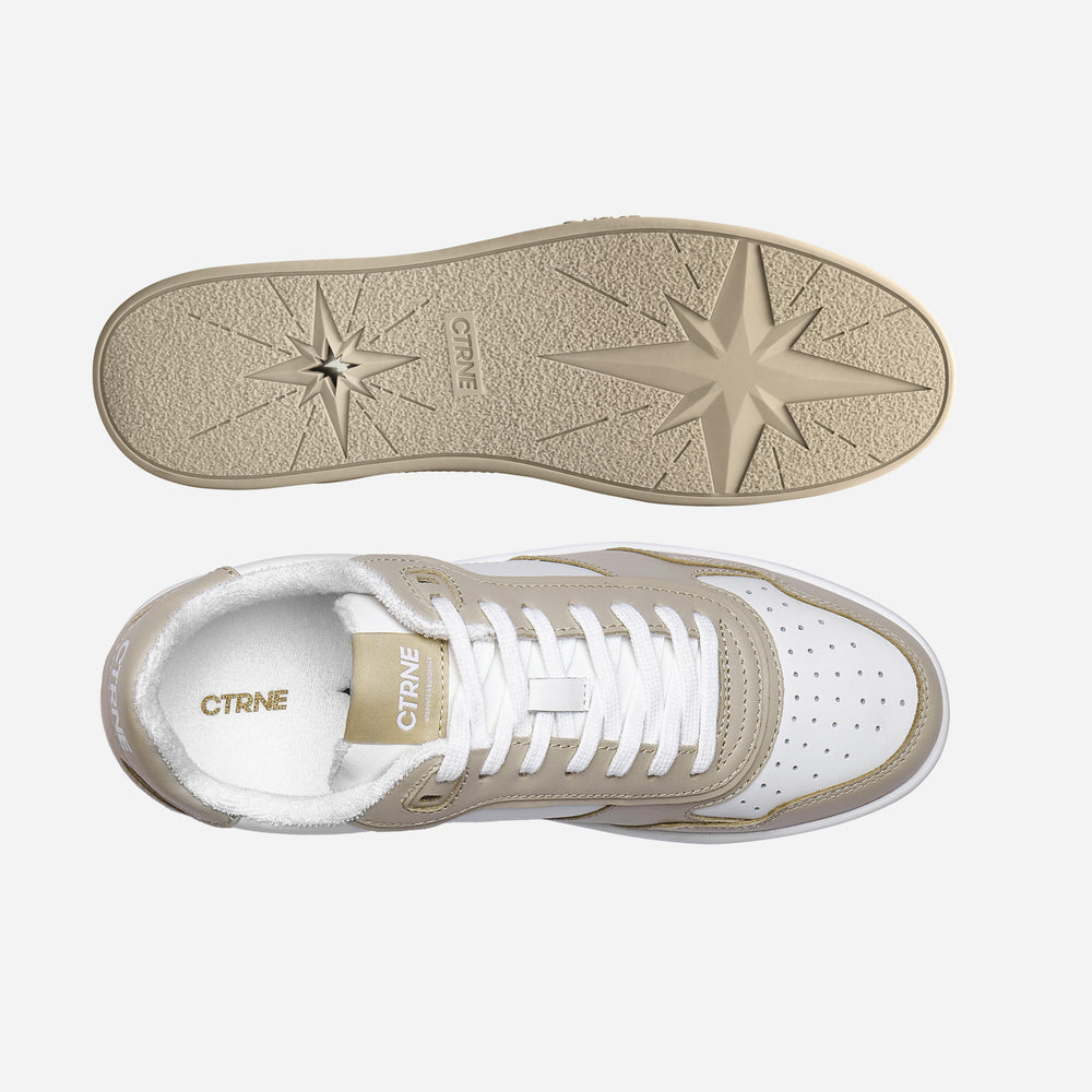 Orgonite Manifest Sneaker in White/Beige/Leather Ladies