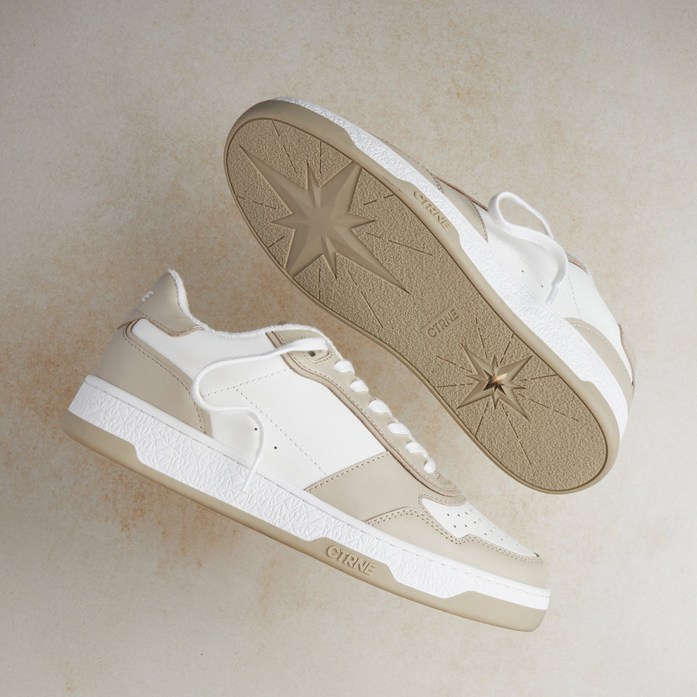 Orgonite Manifest Sneaker in White/Beige/Leather Ladies
