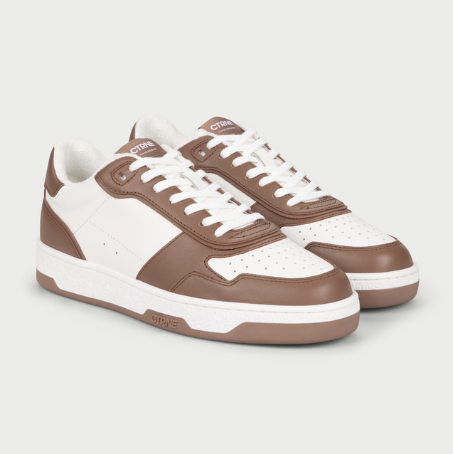 Orgonite Manifest Sneaker in White/Brown/Leather Ladies