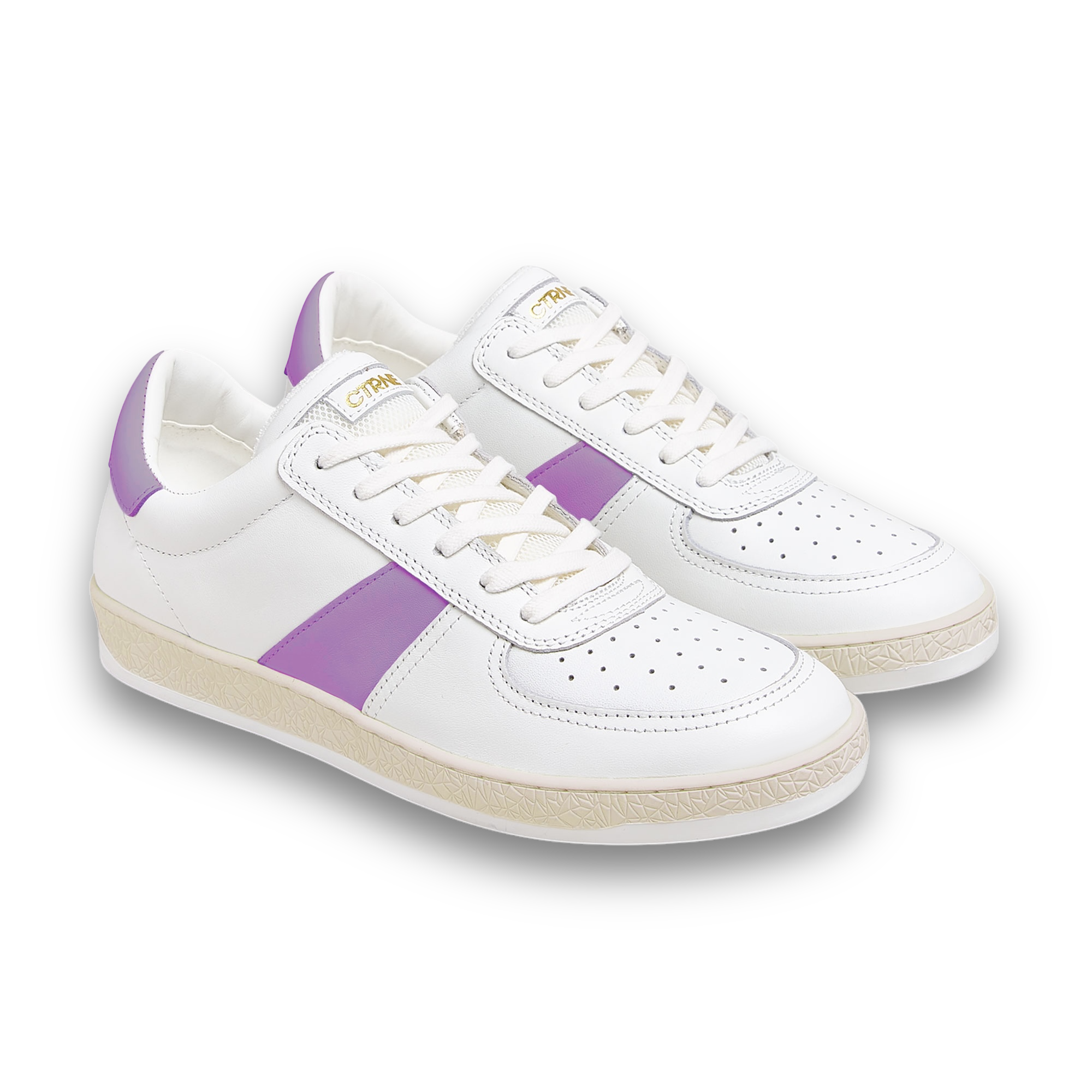 Zapatillas Geode Manifest en color blanco, morado y cuero para mujer