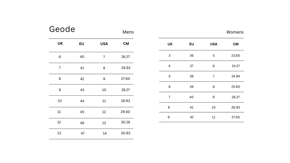 Size guide 1