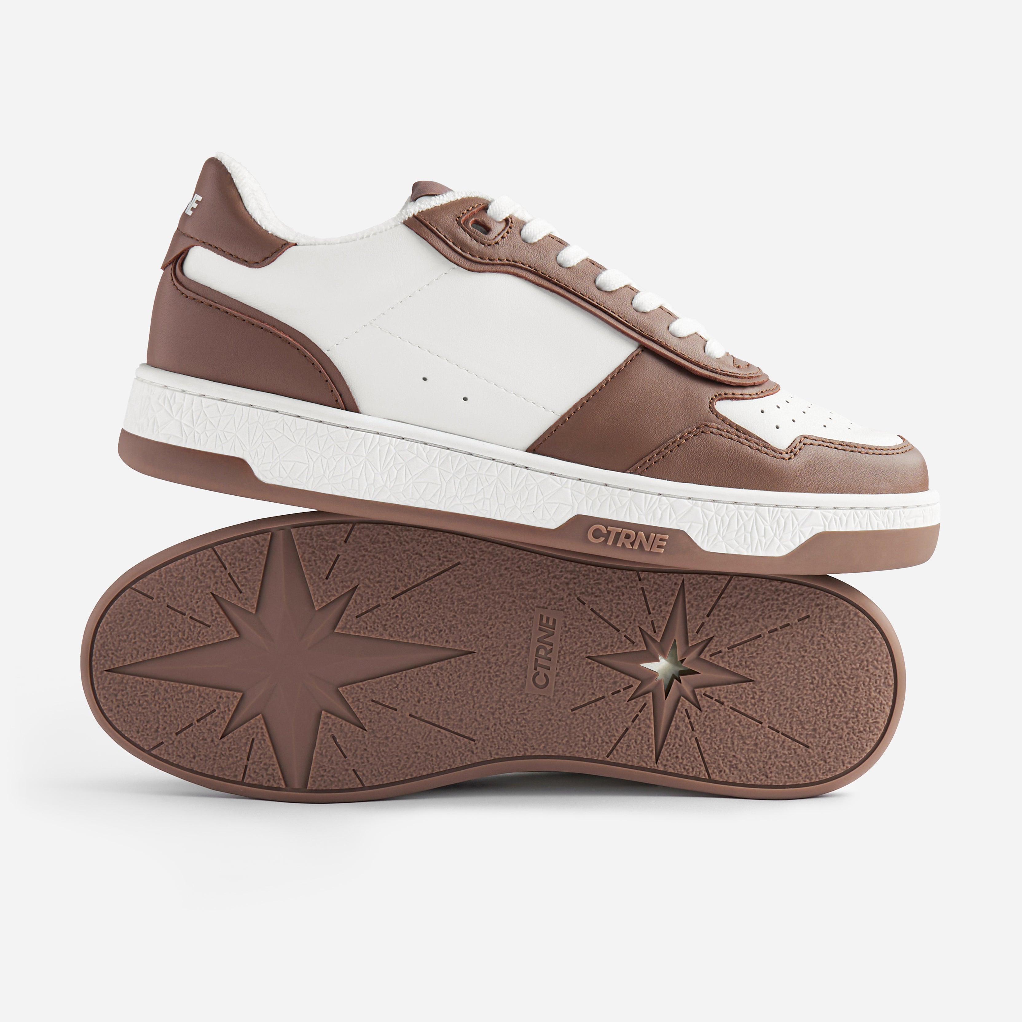 Orgonite Manifest Sneaker in White/Brown/Leather