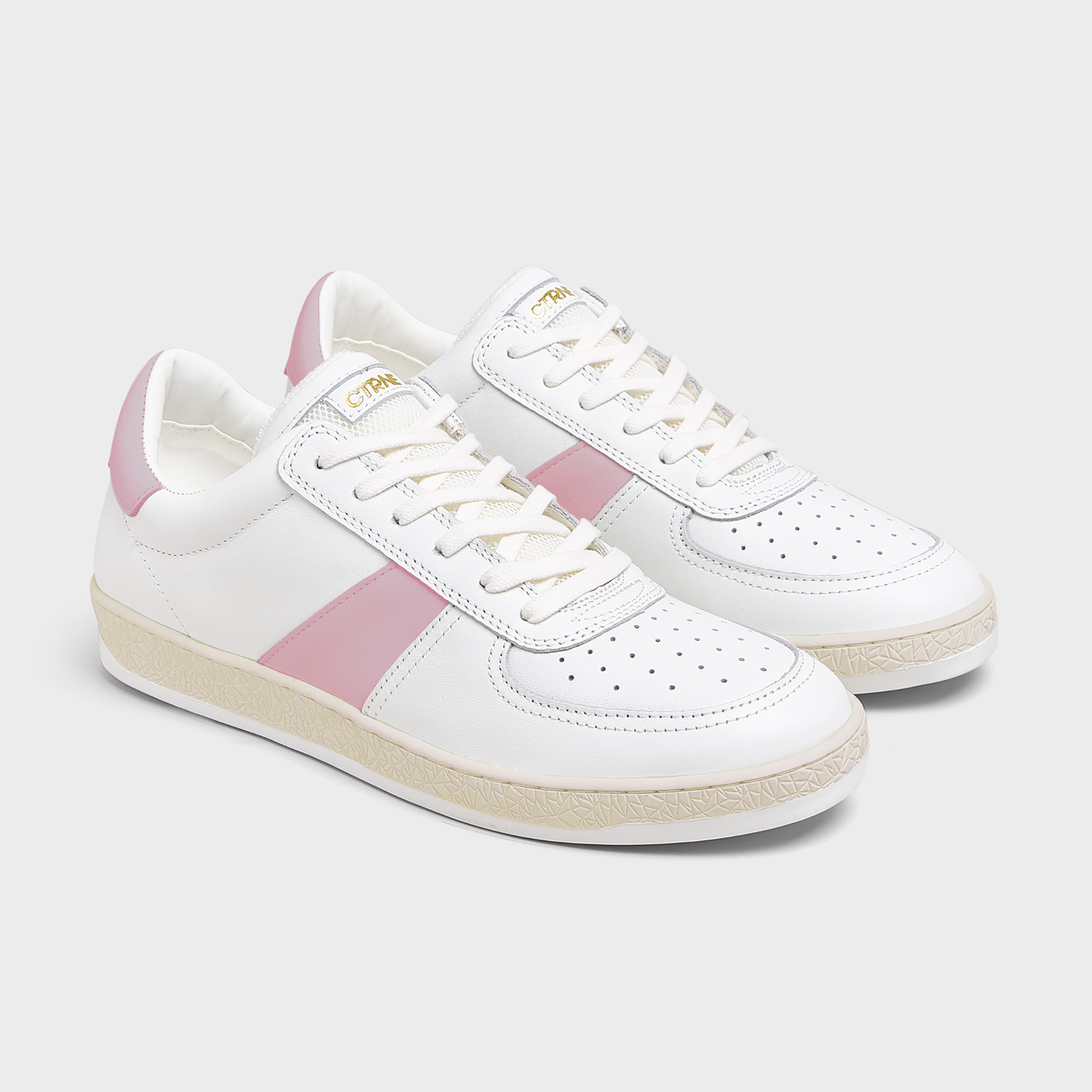 Geode Manifest Sneaker in White/Pink/Leather Ladies