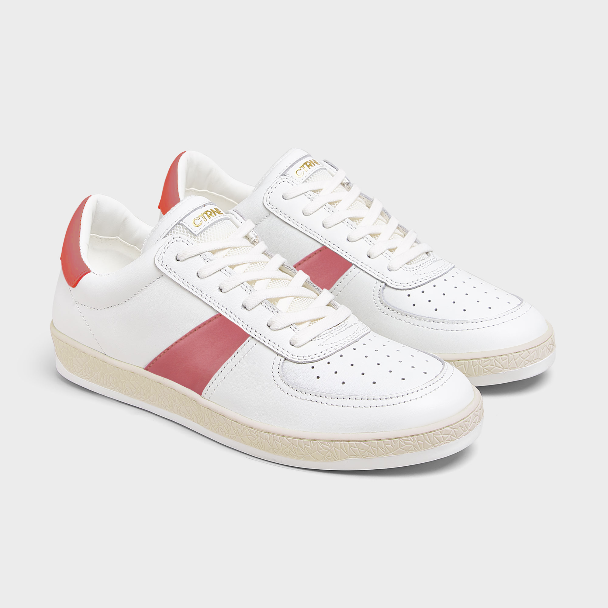 Geode Manifest Sneaker in White/Red/Leather Ladies