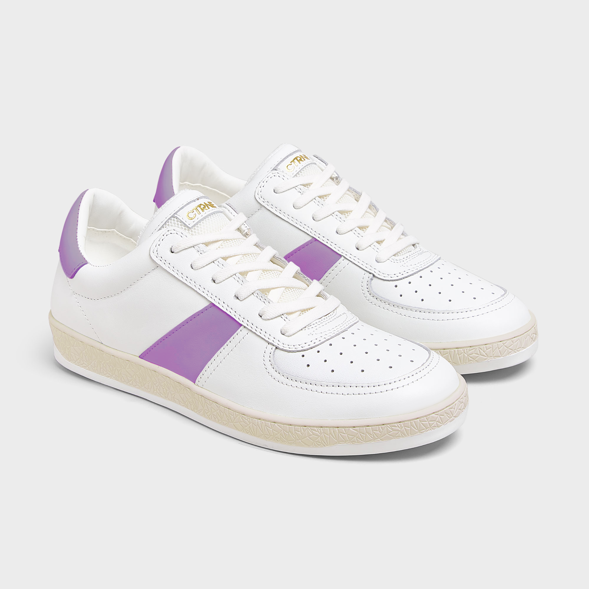 Geode Manifest Sneaker in White/Purple/Leather Ladies