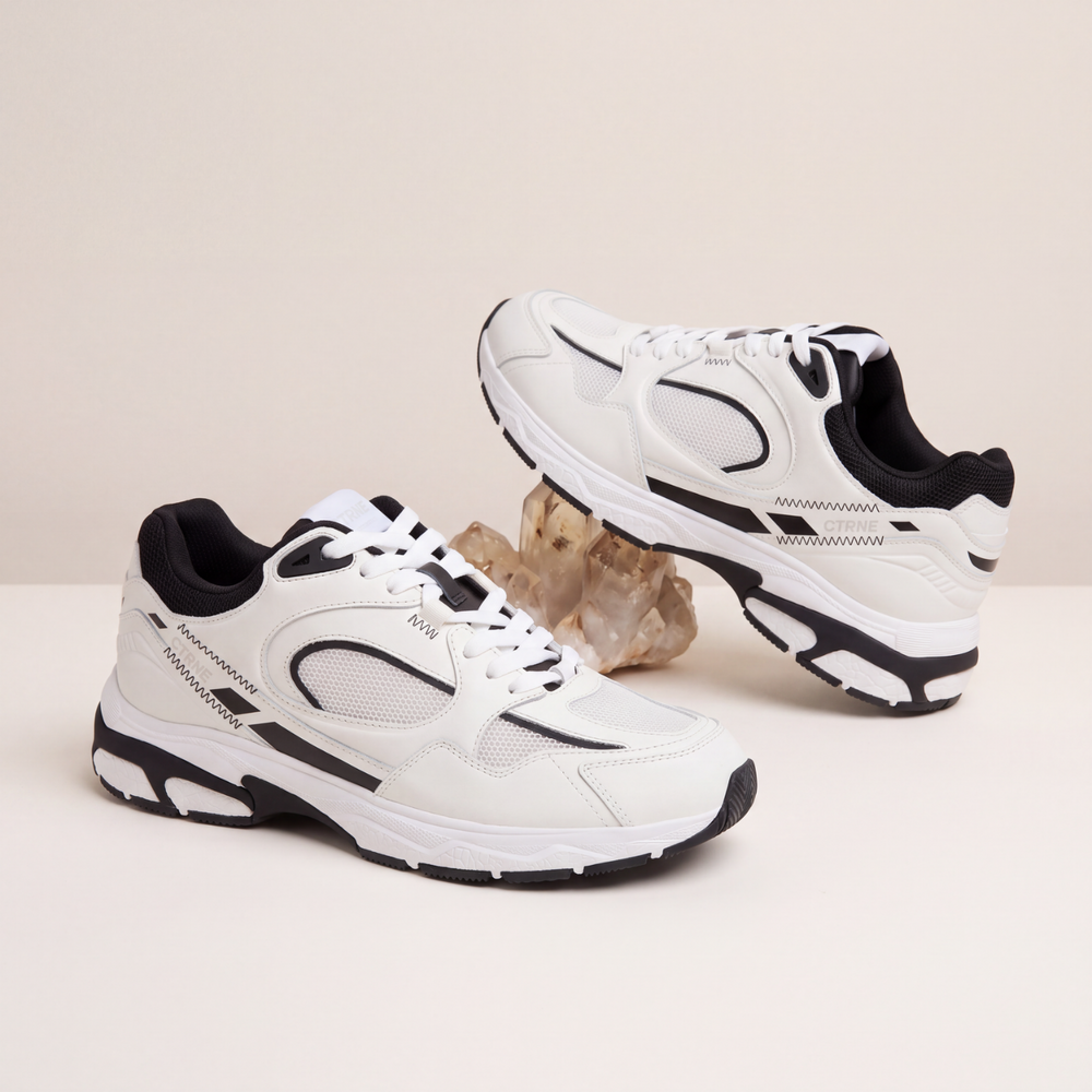 The Abundance Sneaker - White/Jet Black/Leather - Ladies