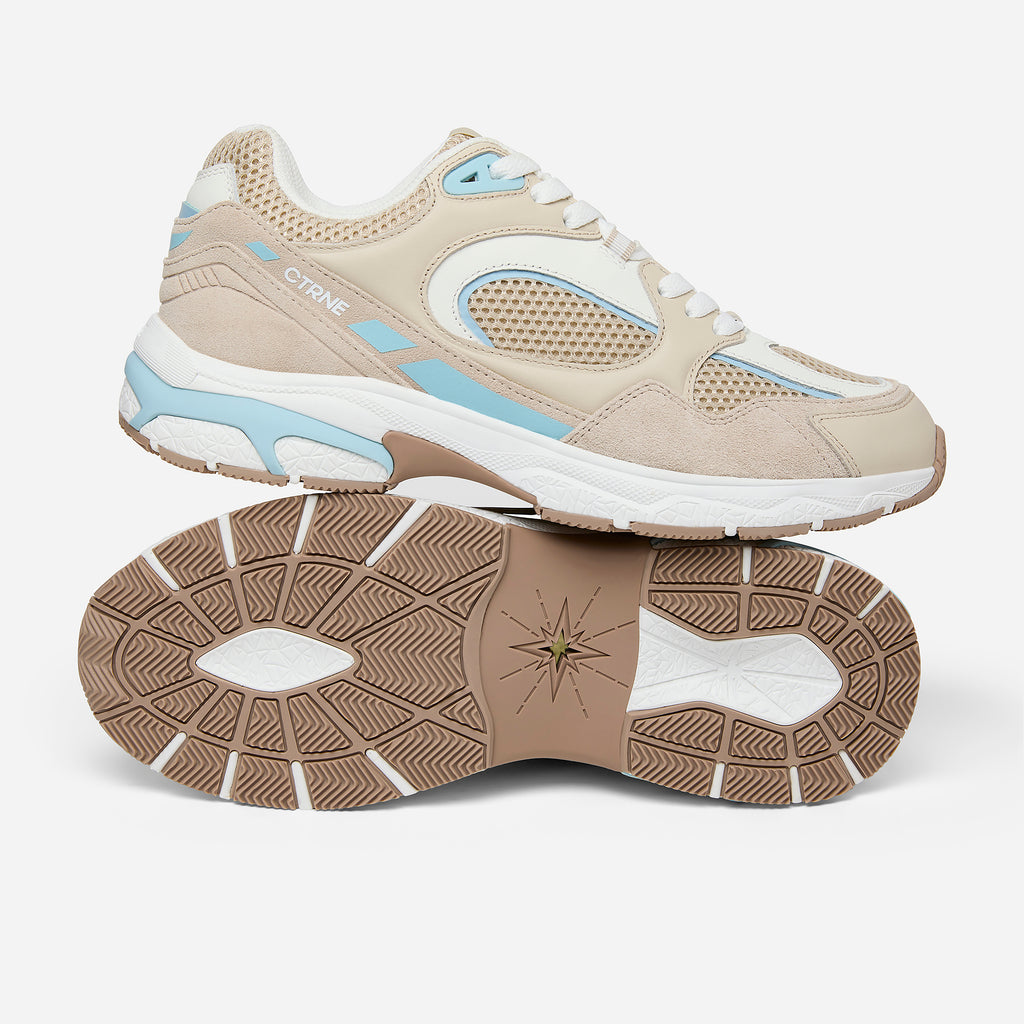 The Abundance Sneaker - Oatmilk/Sterling Blue/Leather