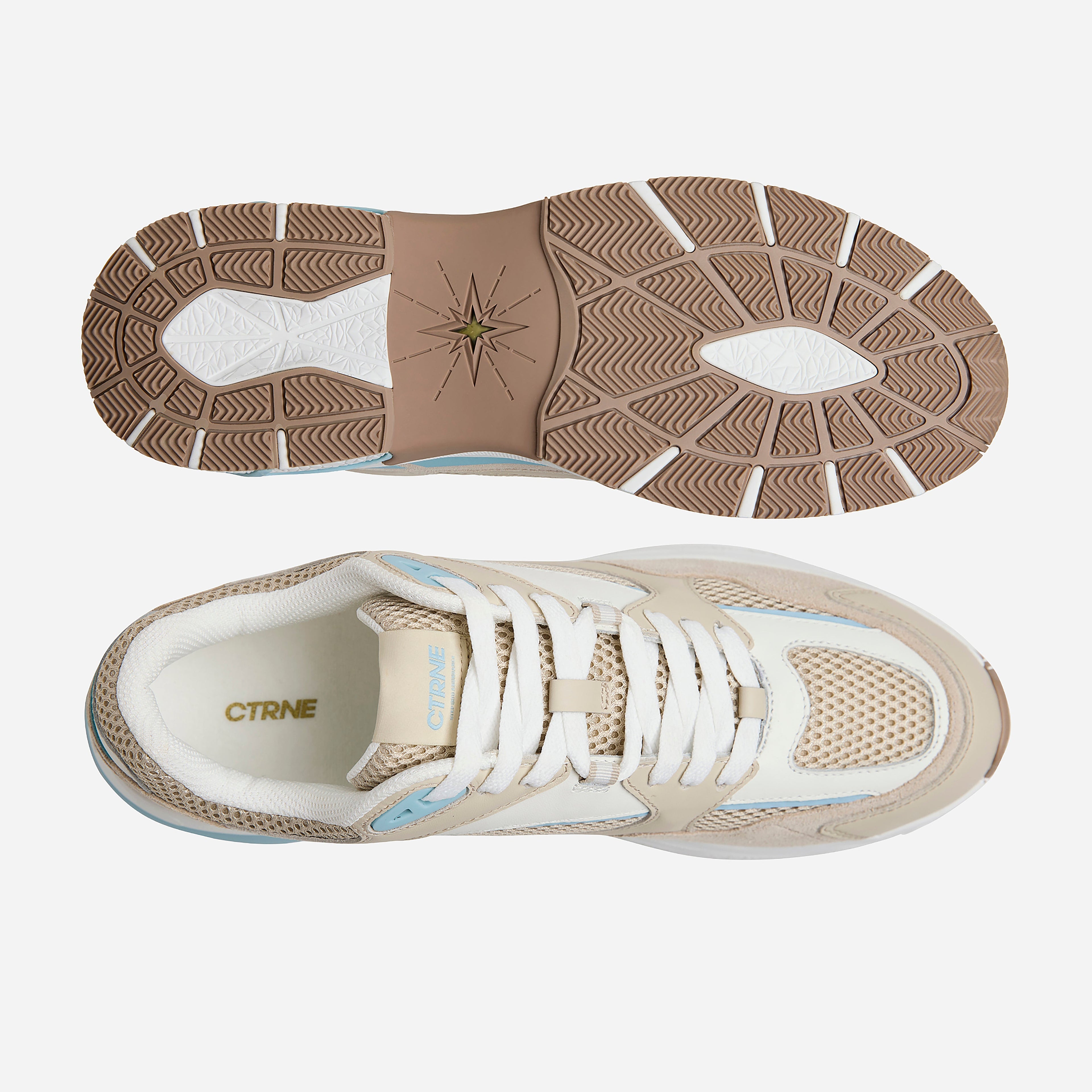 The Abundance Sneaker - Oatmilk/Sterling Blue/Leather