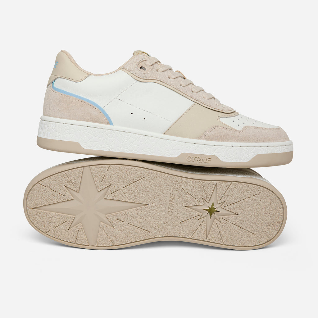 Orgonite Manifest Sneaker - Oatmilk/Sterling Blue/Leather - Ladies