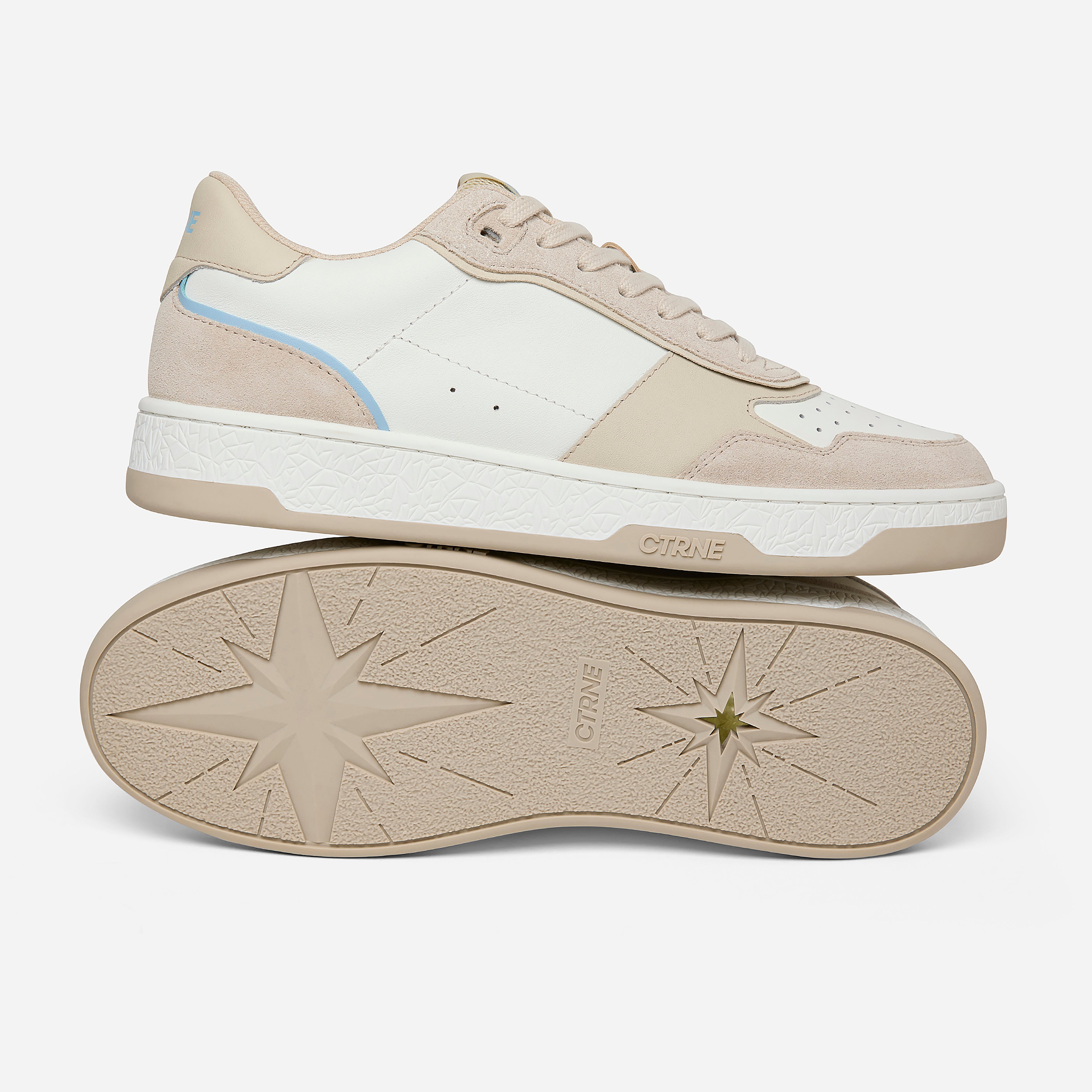 Orgonite Manifest Sneaker - Oatmilk/Sterling Blue/Leather - Ladies