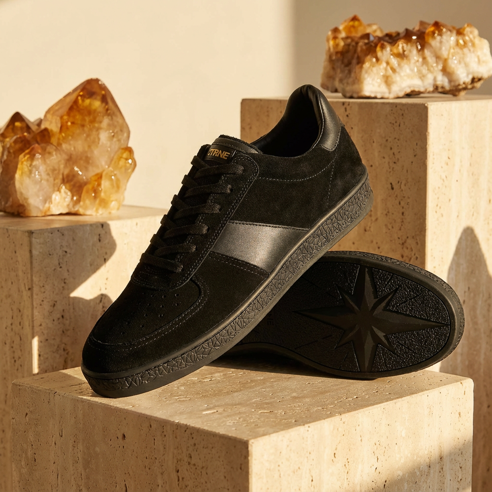 Geode Manifest Sneaker in Black/Black/Suede